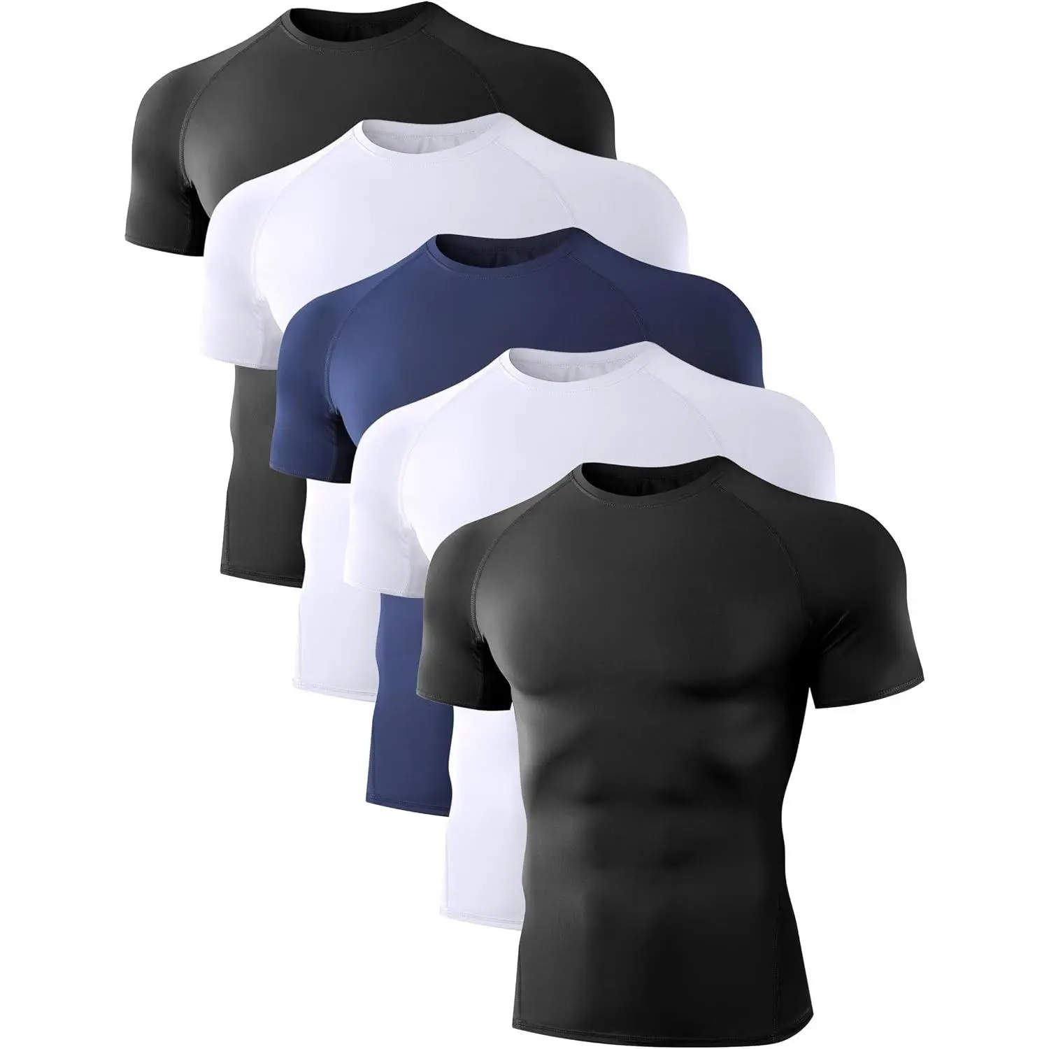 Men's Compression Workout Shirts 1/4/5 Pack Short Sleeve/Sleeveless - Cool Dry Rash Guard Athletic Base Layer Undershirt for Basketball, Football, Running, Cycling, Gym, T-Shirt TopsGift