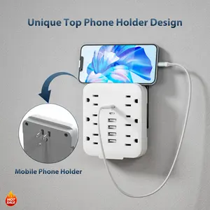 12-in-1 Multi-Outlet Power Adapter with 6 AC Outlets, 4 USB Ports, and 2 Type-C Ports for Travel, Office, and Home Use