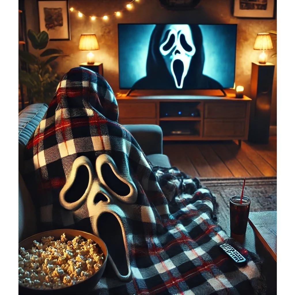 Ghostface Throw Blanket Ultra-Soft Warm & No Pilling Mask Horror Perfect For Movie Nights Lightweight Adults Teens Horror