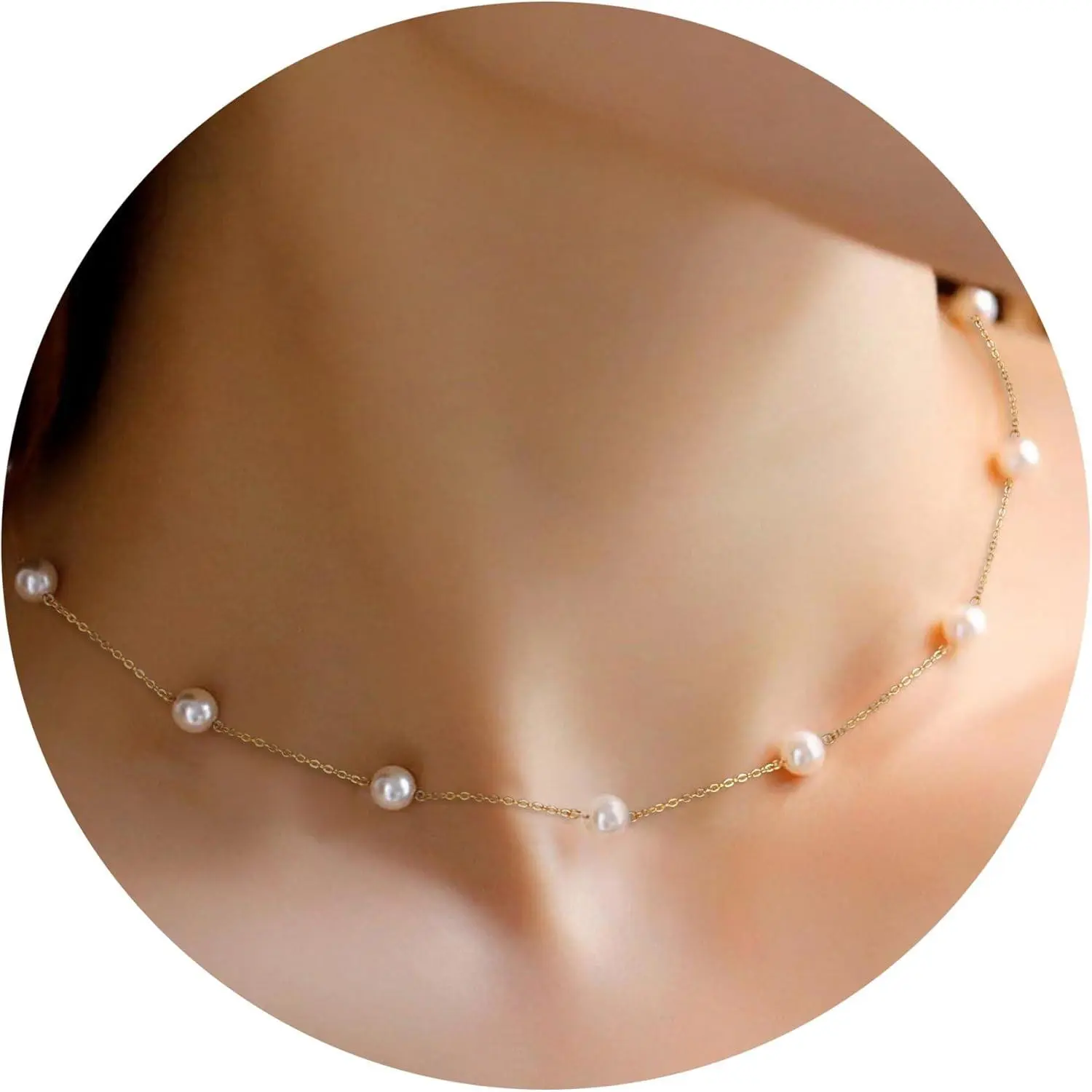 Pearl Necklaces for Women, Pearl Choker Dainty Pendant Necklace| White Pendant Choker for Teen Girls, Layered Daisy Jewelry, Wedding Strands for Bride Bridesmaids as Beach Summer Accessories