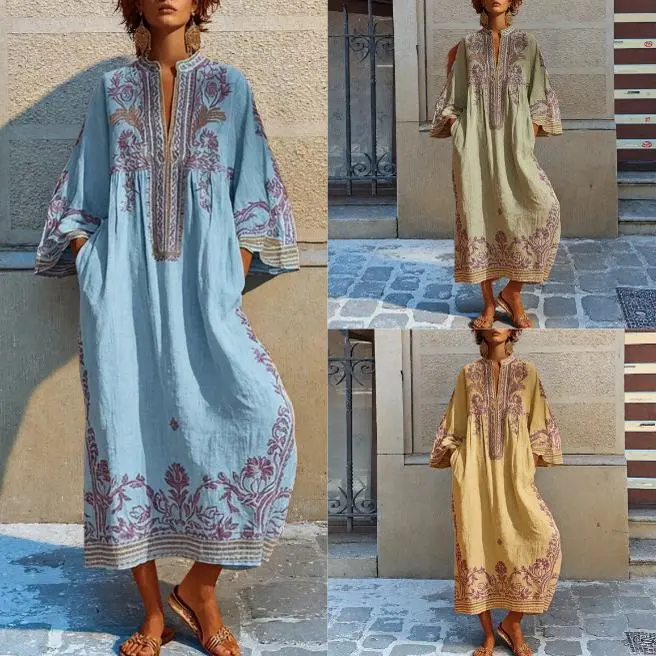 Women's short-sleeved swim cover-up, embroidered, short-sleeved, beach cover-up, long robe