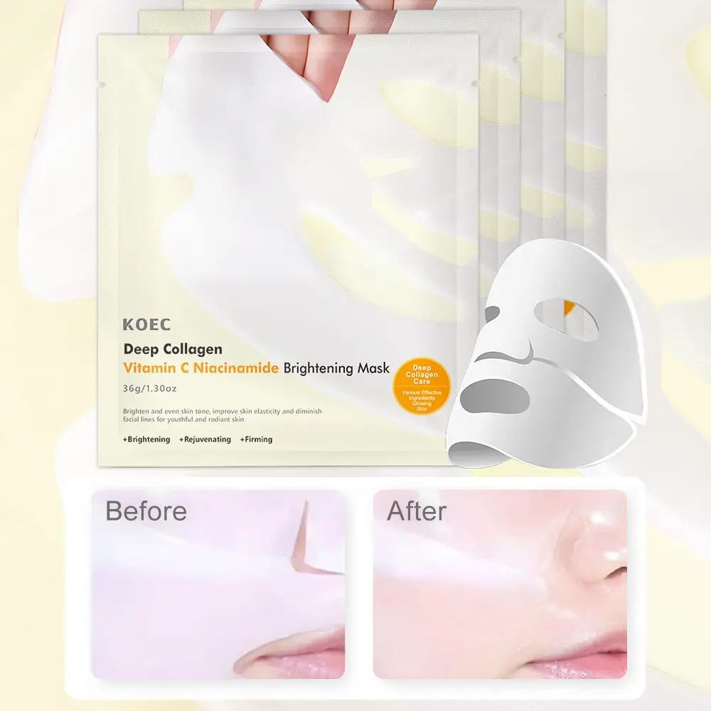 Deep Collagen Vitamin C Niacinamide Brightening Mask , Skin Whitening Face Mask, Moisturizing & Firming, Hydrating, Glow-Boosting