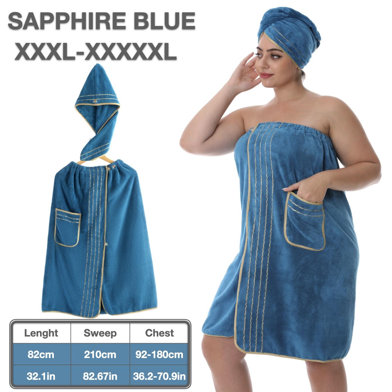 2pcs Luxury Coral Velvet bath towel wrap Set - 300GSM Embroidered Bath Wrap & Shower Cap (M-XXXXL), Ultra Soft & Quick-Dry with Modest Coverage Design - Hotel Grade for Women's Home & Travel Essentials, Large Bath Towels