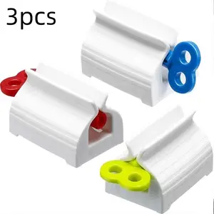 3PCS Rotating Key Toothpaste Squeezer, Tube Dispenser Holder, Manual Plastic Squeeze Tool for Toothpaste Hand Cream Cosmetic Bathroom Accessory