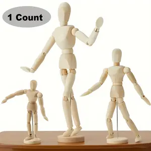 1 Count Artist Mannequin Decoration, Wooden Manikin with Stand, Flexible Body Joints DIY Styling Mannequin Ornament for Home/Office/Desk/Table Top Decoration/Sketching/Drawing/Painting(5.5in/8in/12in)