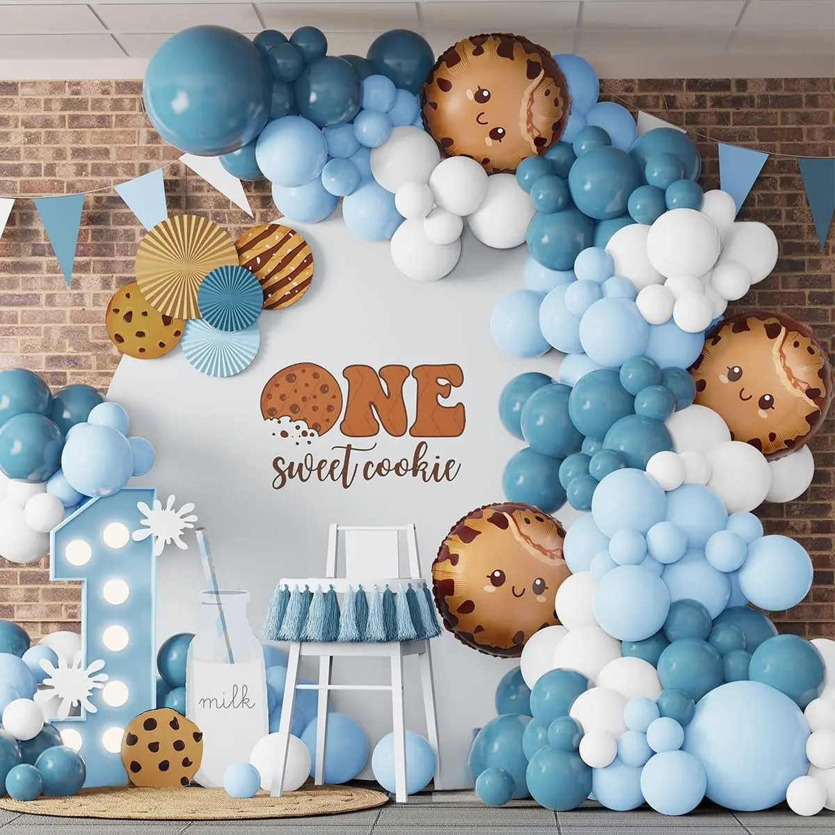 Sweet Cookie Birthday Decorations 135 count Cookie Balloon Arch Garland Kit with  Chip Cookie Foil Balloons for  Sweet Milk and Cookies sweet  Birthday Party Supplies