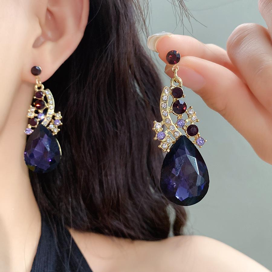 2 Pcs Inlaid Rhinestone Water Drop Necklace Earring Jewelry Sets for Women 2025 Hot Sale Personalized Wedding Bride Accessories