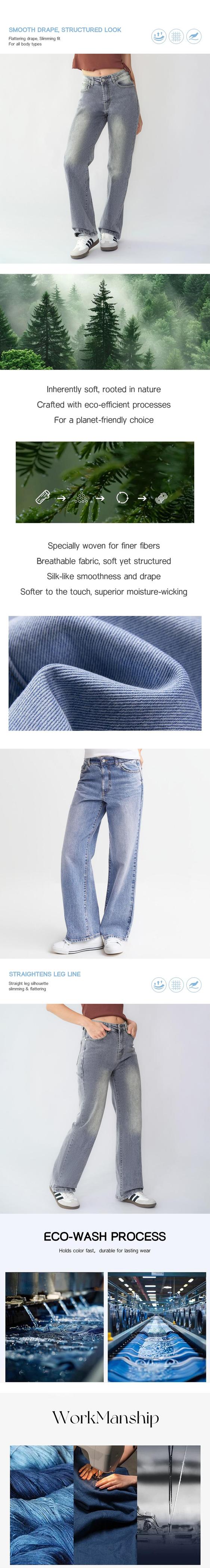 KatchMe Women's Trendy High Waist Denim Stretch Wide Leg Jeans, Multi-Pocket Denim Trousers for Women, Classic Jeans Outfits, Street Womenswear(2)