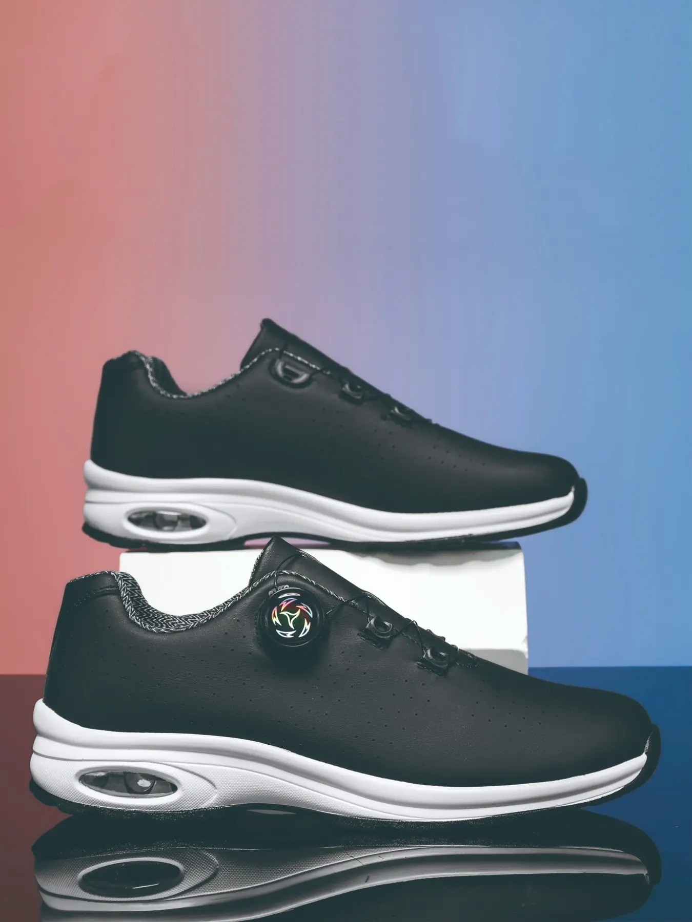 Men's Golf Shoes Waterproof Breathable Non-Slip Training Shoes, Leather Upper, Rubber Sole, Casual Style, All Seasons, Comfortable & Durable