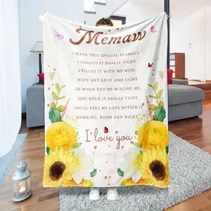 1Pc Memaw Gift - Christmas Present For Memaw - Gifts For Memaw'S Grandchildren - Memaw Gift Sunflower Fleece Blanket Mother'S Day Gift For A Beloved Person
