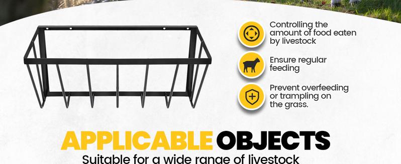 Hay Feeder Hay Rack Wall Mount Horse Goat Feeder, Heavy Duty Livestock Feeder with Rounded Edges for Farm Sheep Horses Cattle Cows etc Feeding Steel