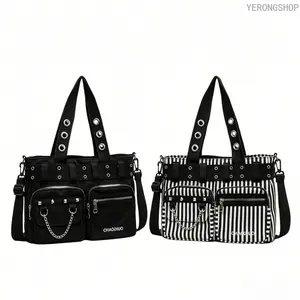 Women Punk Style Multi-pocket Tote Crossbody Bag, Trendy All-match Large Capacity Shoulder Purse with Secure Zipper Design, Versatile Casual Daily Handbag, Ideal Valentine’s Day Gift for Her, Perfect for Commute, Shopping & Daily Outings