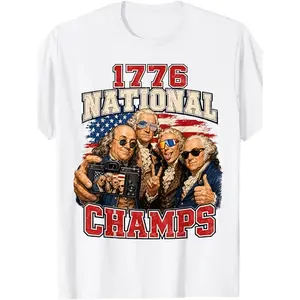 National Champions Patriotic 250 Years USA 1776 National Champs Funny Patriotic America Founding Father T-Shirt Men Medium