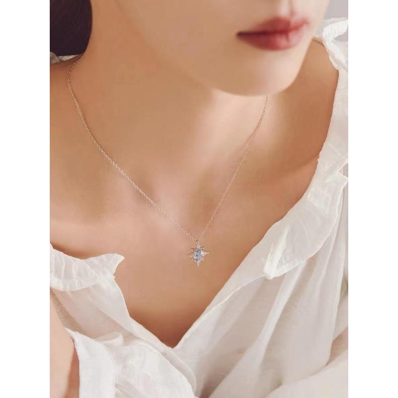 Silver Women Necklace Opal Polaris Pendant Necklace Jewelry, Exquisite Gift to Her.