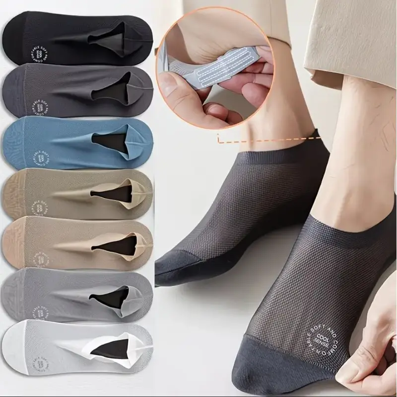 6 Pairs No Show Socks for Men Women, Breathable Mesh Invisible Ankle Socks with Non Slip Heel Grip, Lightweight Low Cut Casual Sport Socks for Sneakers Office Outdoor