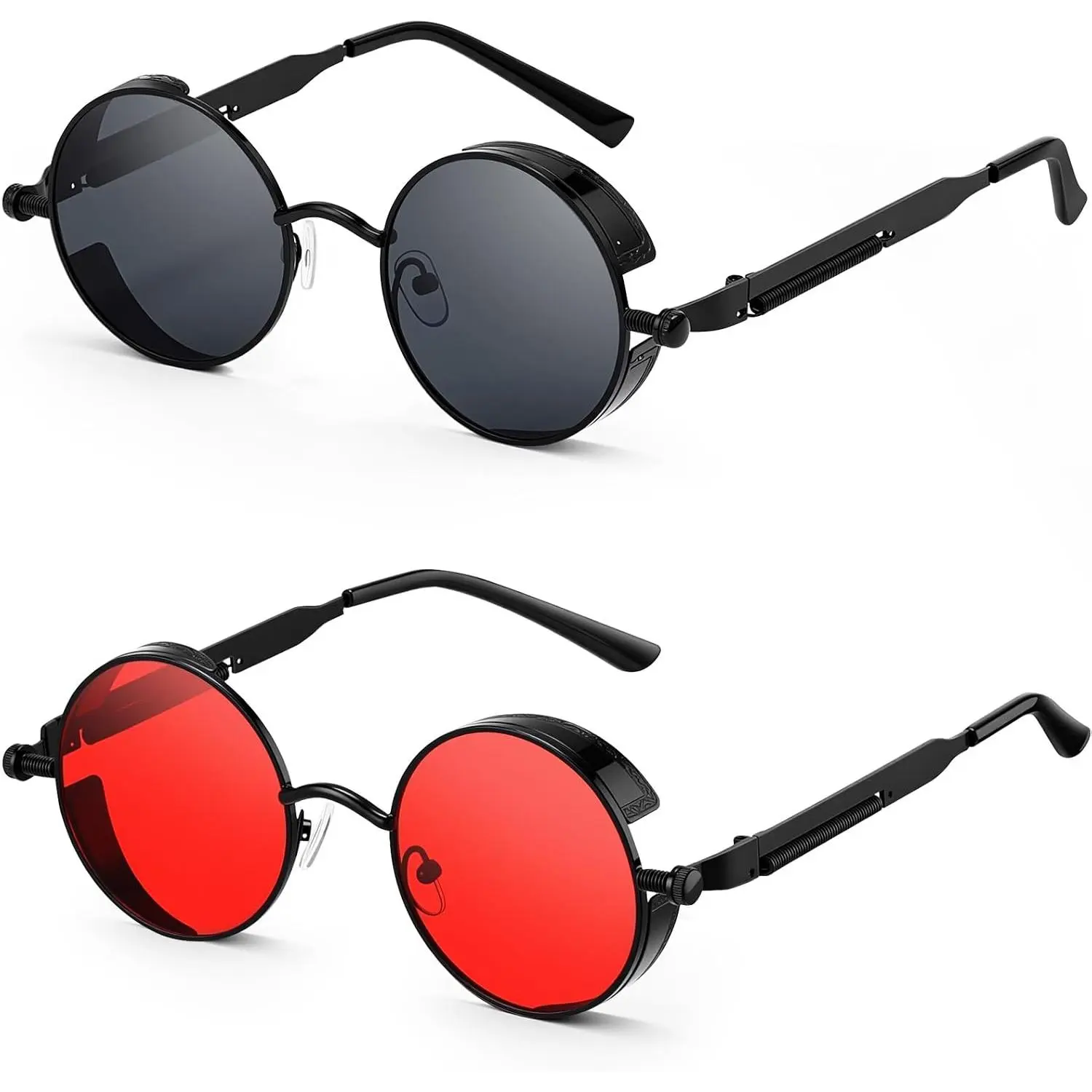 Retro Round Steampunk Sunglasses  Hippie Style Circle Lens Metal Frame Eyewear for Men Women