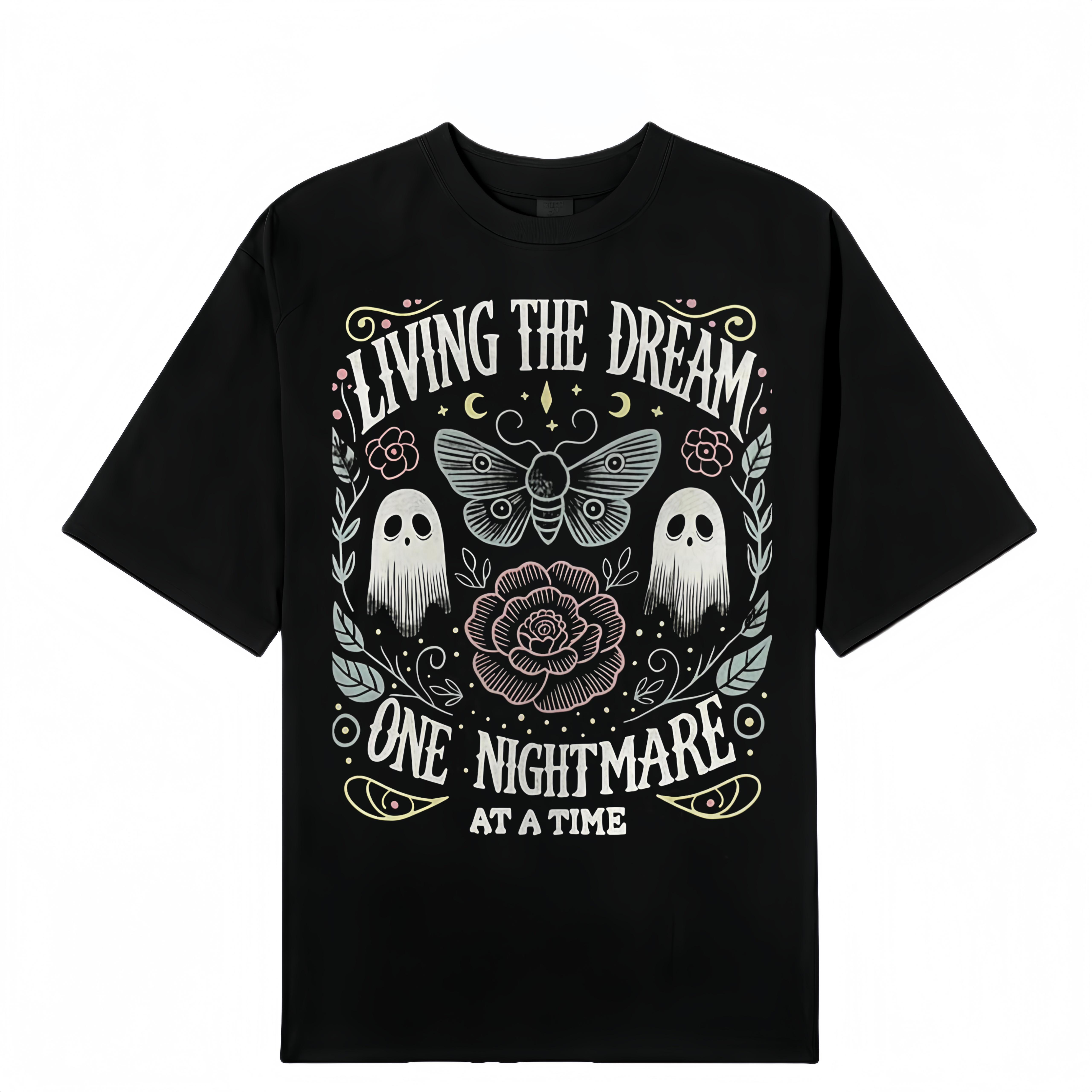 Summer T-Shirts Women's Vintage-Inspired "Living The Dream One Nightmare At A Time" Graphic T-Shirt