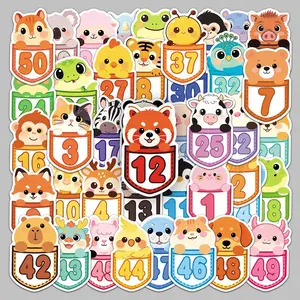 50pieces original digital serial number sticker hand ledger diy notepad file frame personality decoration cartoon coloring sticker