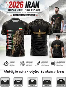 Iran National Pride Soccer Jersey, Breathable Sportswear, Durable Short Sleeve T-Shirt, Street Fashion for Daily Wear