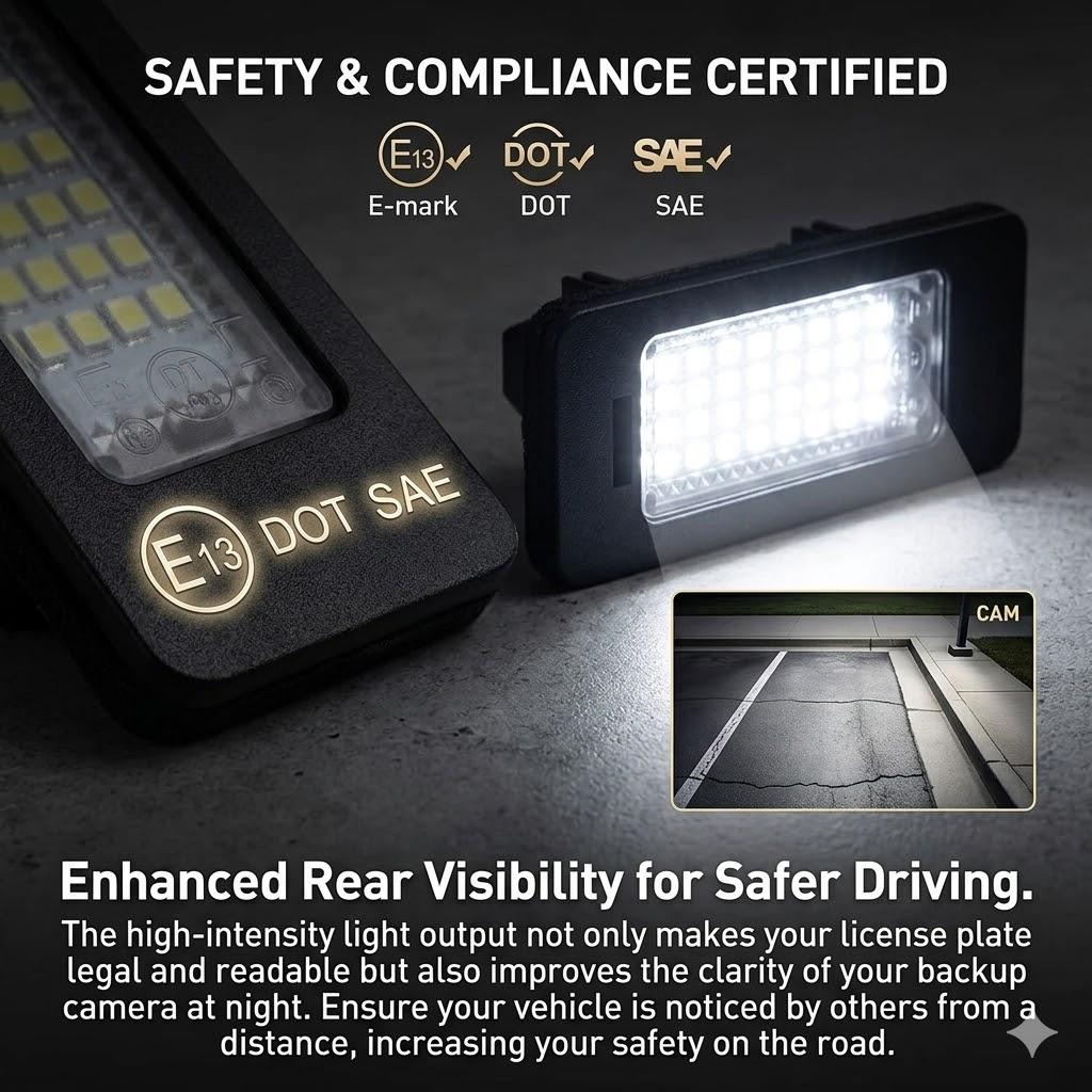 LED License Plate Light Assembly for BMW 1 2 3 4 5 Series X1 X3 X5 X6, E90 E92 E60 E39 F30 F10 E70 E82 E84 2Pcs 6000K Xenon White Error Free Rear Tag Lamp Replacement Plug and Play