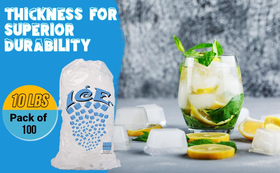 PW Icebags-DS-100ct 10lb Ice Bags with Drawstring-100ct