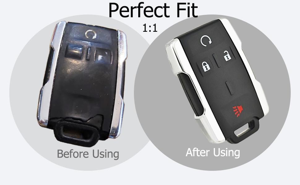 Replacement Key Fob Cover Case fit for Chevy Silverado Colorado GMC Sierra 1500 2500 3500 HD Canyon 2014 2015 2016 2017 2018 2019 2020 2021 Keyless Entry Remote Control Key Fob Shell