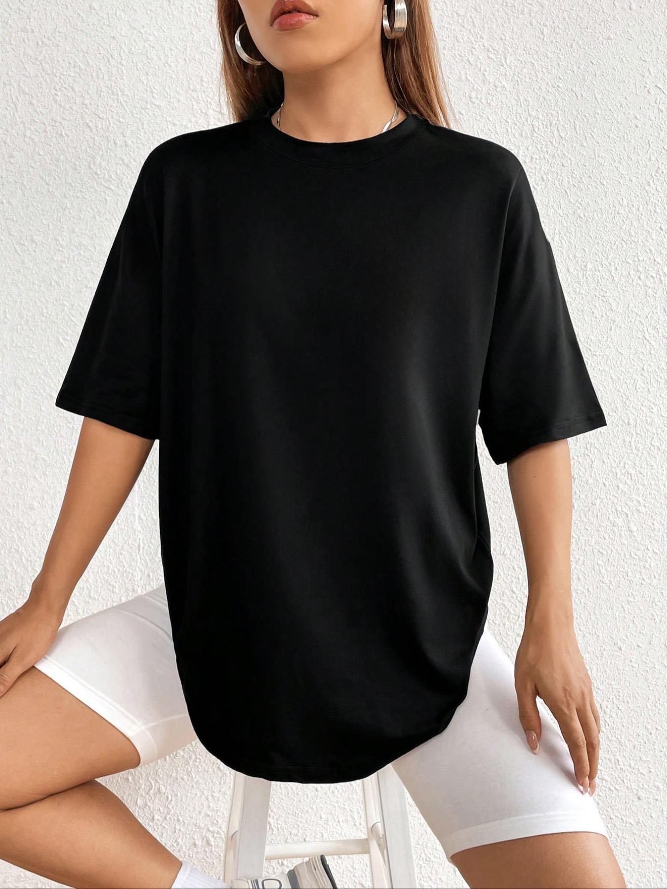 Women's Heart Print Round Neck Graphic Tee, Vintage Trendy Casual Drop Shoulder Short Sleeve T-shirt for Daily Wear, Ladies All Seasons Outfit, Womenswear Top