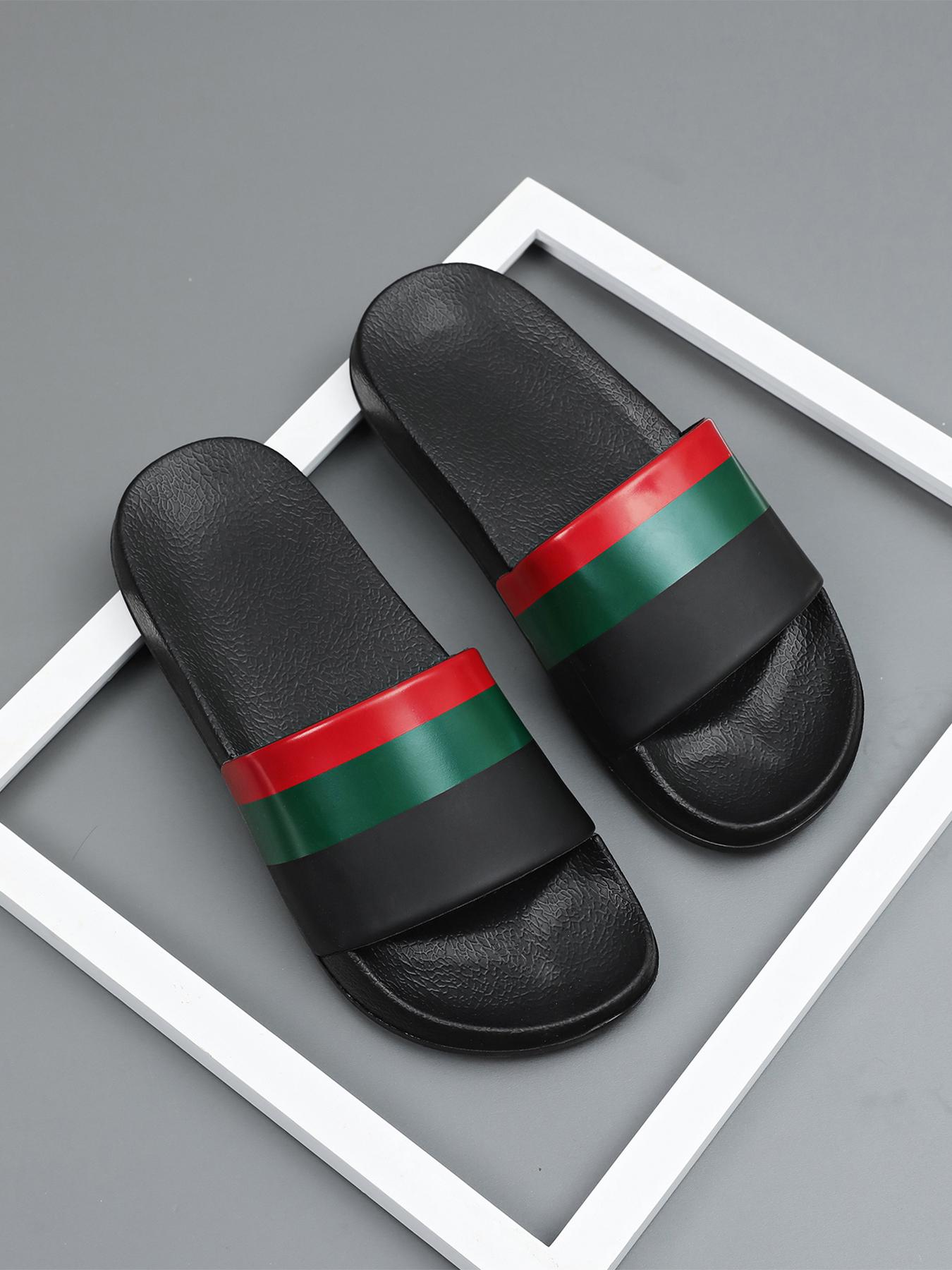 Trendy brand slippers for men to wear outside in summer, anti-slip and wear-resistant, outdoor casual beach cooling slippers, home bathroom bathing one-line slippers