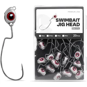 OJY&DOIIIY Fish Eye Swimbait Jig Heads, 12/20 Pack Weighted Hooks for Texas Rig or Ned Rig Fishing 1/8 3/16 1/4 3/8 oz JianShuLuxe
