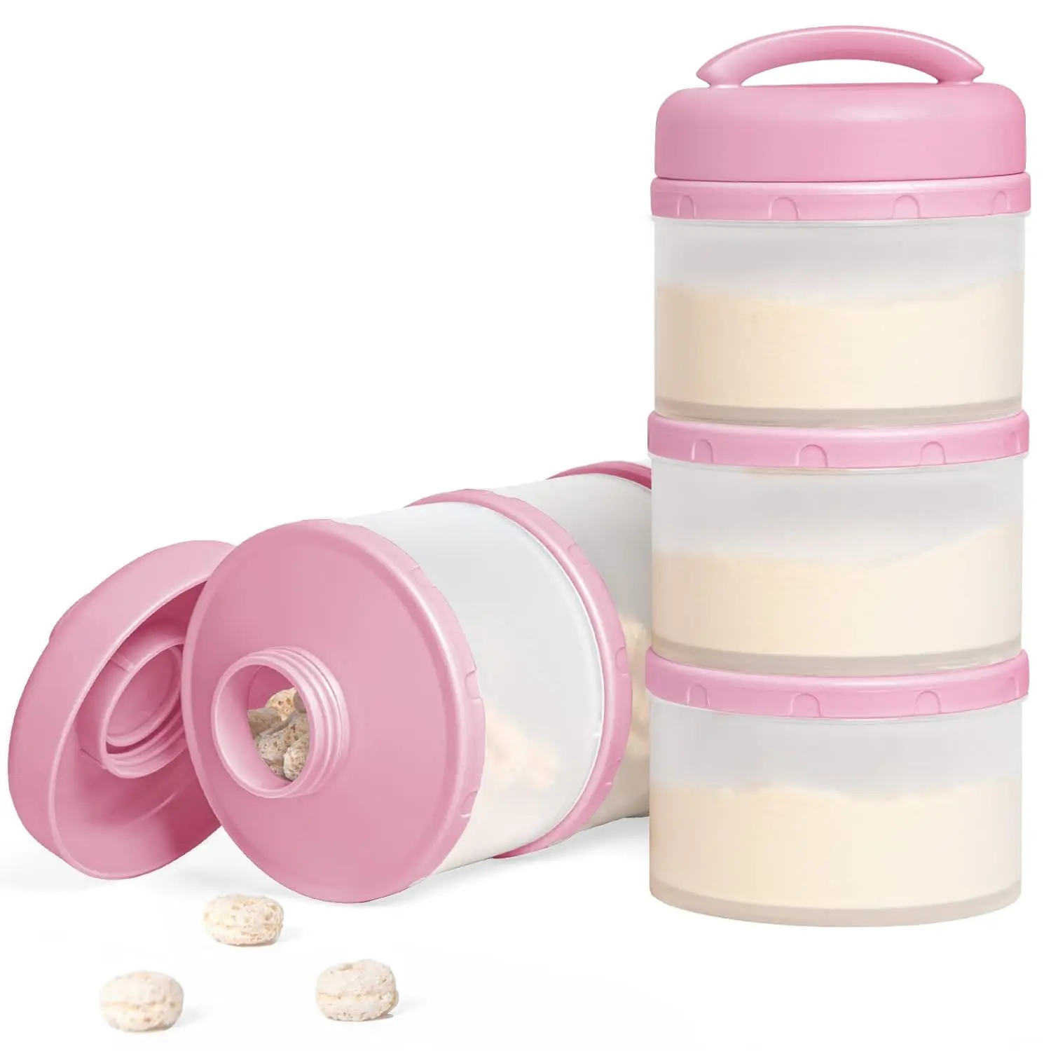 Baby Pink Stackable Formula Dispenser - 2-Pack Portable Baby Formula Storage Container