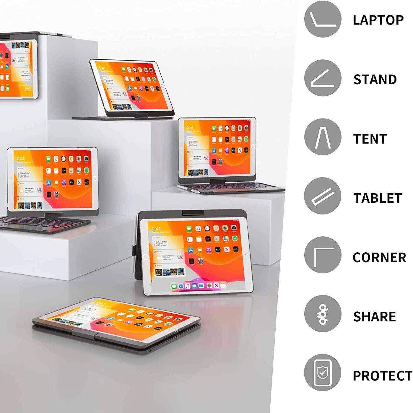 Multi-touch Tablet Keyboard Case, Portable Business Keyboard, Multifunctional Keyboard, Click-anywhere Trackpad, Keyboard with Touchpad, Suitable For iPad 10.2-inch(7/8/9 generation - 2019, 2020, 2021)-10.5 iPad Air3/Pro(2019/2017)
