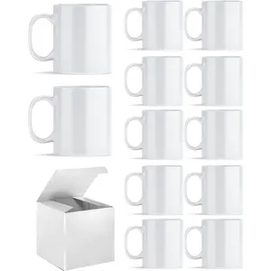 ABBSH Sublimation Mugs, Sublimation White Coffee Mugs Tazas Para Sublimacion Blank 11 OZ With Box for for Coffee, Soup, Tea, Milk, Latte, Hot Cocoa Set of 12