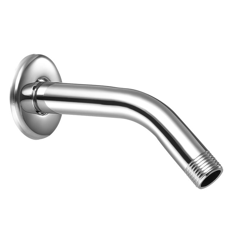 VEVOR Shower Arm with Flange, 6 Inches, Wall Mounted Stainless Steel Shower Head Arm Extender, Chrome Finish, PTFE Tape, G1/2 Universal Thread Connector Compatible, for Fixed & Handheld Showerhead