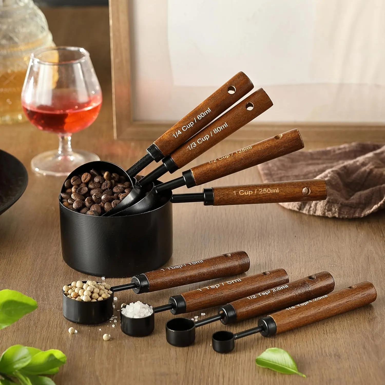 4/8pcs Stainless Steel Measuring Cups & Spoons Set with Handle, Multifunctional Kitchen Measuring Tools, Durable & Precise