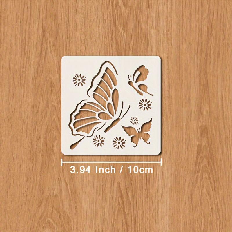 Flower & Bee & Butterfly Pattern Wooden Painting Stencil, 9 Counts/set Reusable DIY Painting Stencil, DIY Craft Stencil, Craft Kits for Wooden Wall Canvas Home Decor