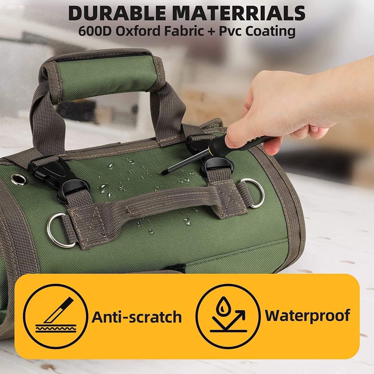 Multifunctional Hardware Installation Tool Roll Bag, Thickened Portable Handheld Durable Roll Bag, Essential Workshop Accessory, Convenient Tool Pockets