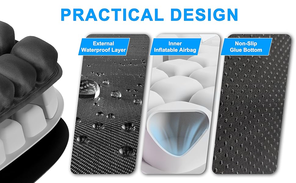 Travel Seat Cushion, Comfortable 3D Inflatable Seat Cushion for Hemorrhoid and Tailbone Pain Relief, Optimal Support for Long Sitting in Car, Air Travel, O