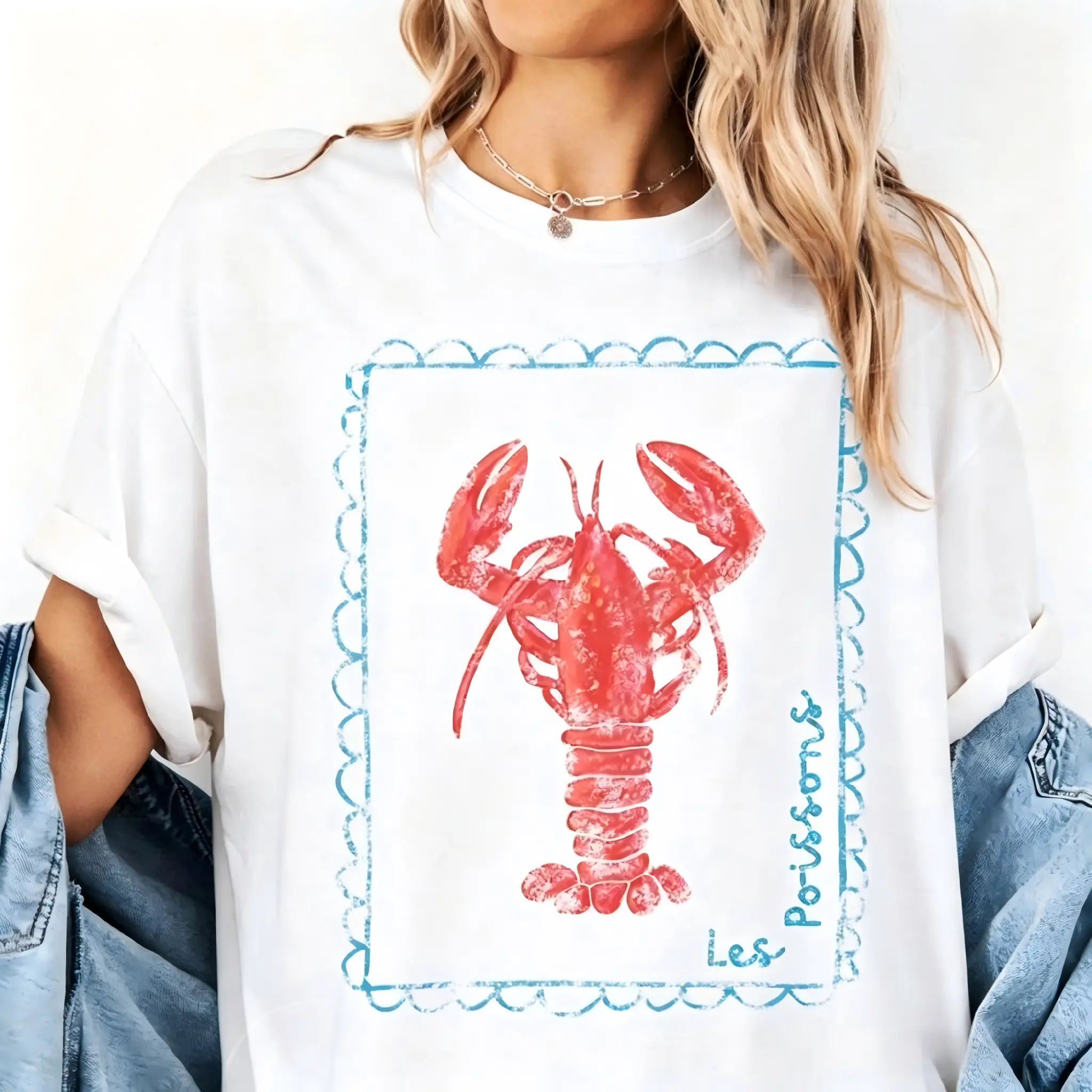 Comfort Colors Sea Lobster Shirt, French Coastal Distressed, Nautical Fisherman Style, Summer Vibes, Beach, Vintage Summer, Unisex T-shirt, Casual Style