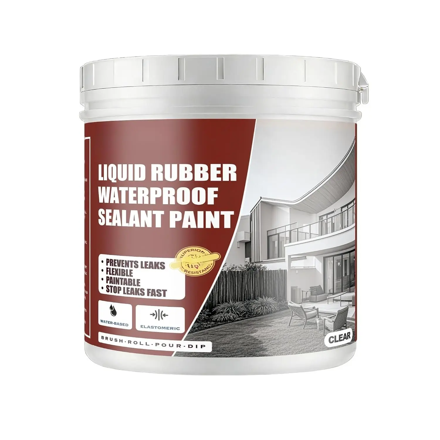 Clear  Sealant, 1 Quart | Transparent Liquid Rubber Coating | Elastic Leak Repair for Shower, Tile & Bathroom |  | Invisible Seal for Windows, Masonry & Roofs