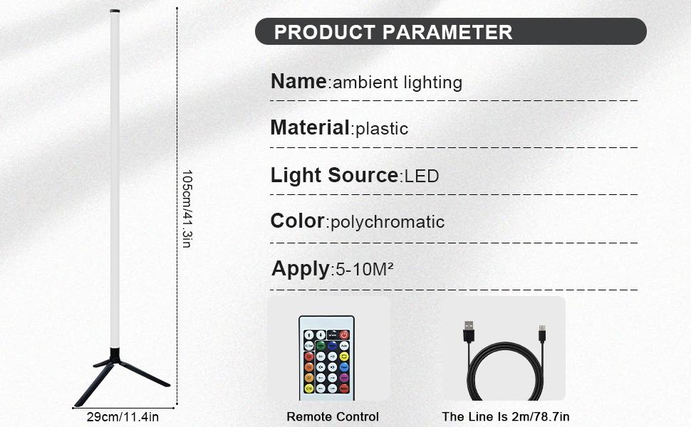 Corner floor lamp, intelligent RGB LED corner lamp with application and remote control, 16 million color modern floor lamp, music synchronization, scene mode, living room, bedroom color changing standing lamp, Halloween, Christmas, birthdays, great gifts