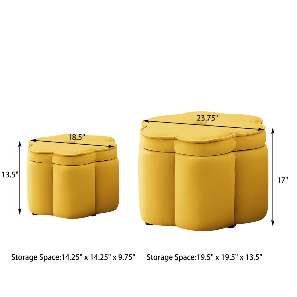 Set of 2 Ottoman with Storage,Flower Shape Petal Ottoman,Upholstered Velvet Storage Ottoman Bench,for for Living Room, Living Room and Entryway Set of 2 Ottoman with Storage,Flower Shape Petal Ottoman,Upholstered Velvet Storage Ottoman Bench,for for Living Room, Living Room and Entryway