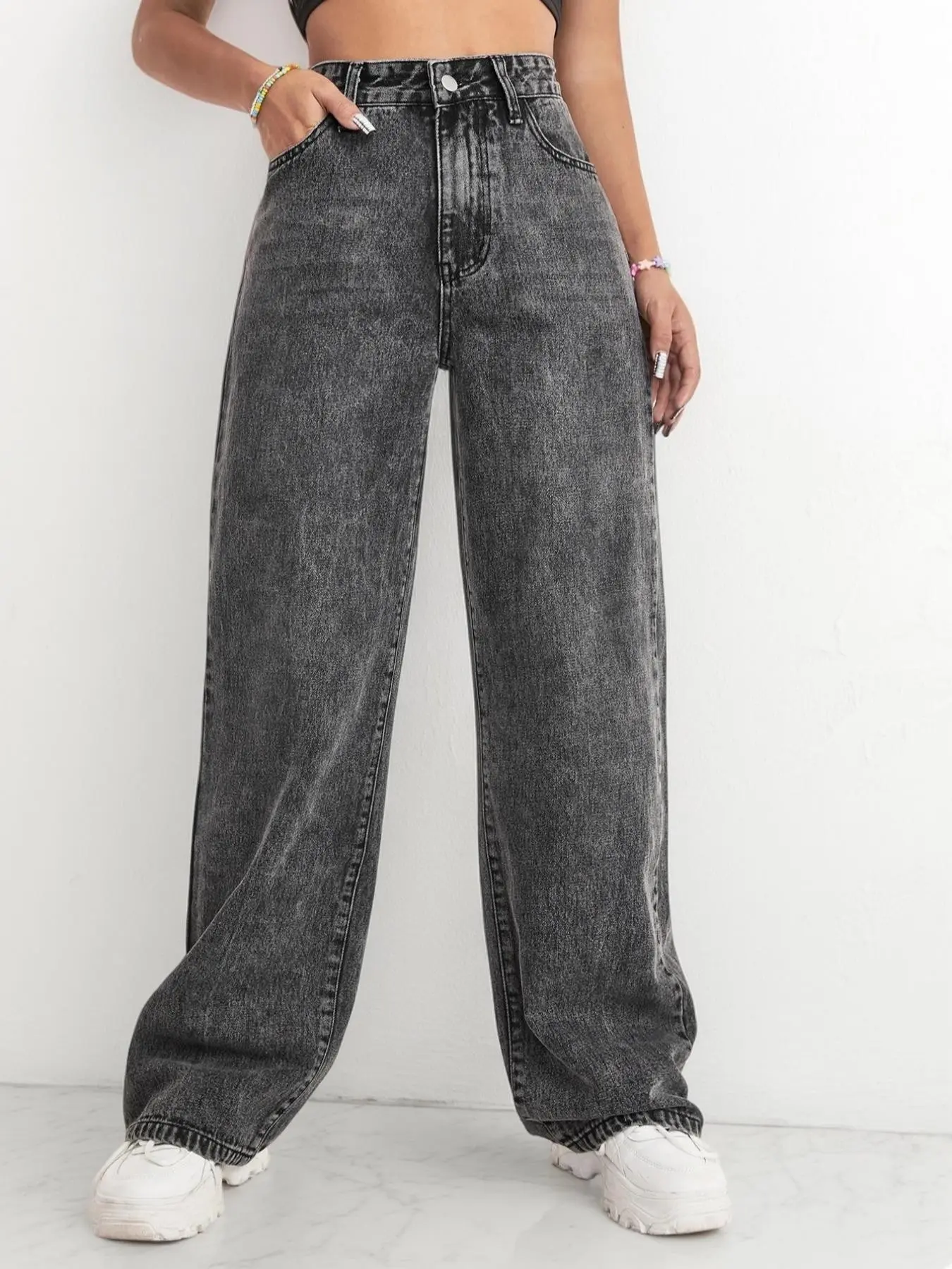 Women's Wide Leg Jeans High Waist Street Style, Fashionable Denim Jeans for Casual Wear, Comfortable and Stylish Design