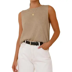 Sleeveless Sweater Tops for Women 2026 Crew Neck Lightweight Casual Loose Tank Summer Outfits Fashion Clothing
