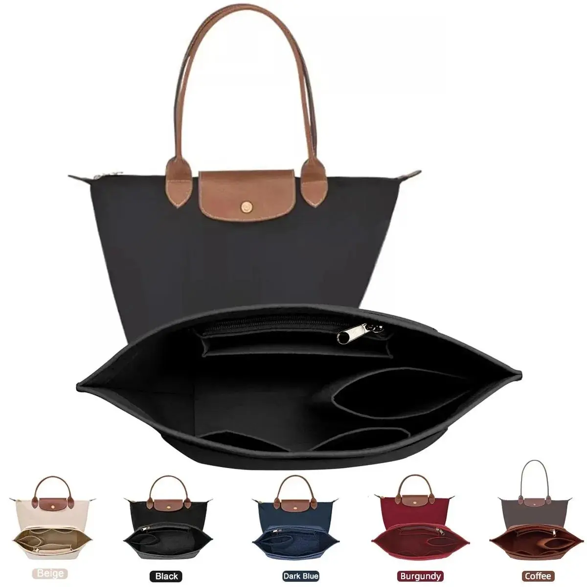 Felt Insert Bag Fits For Longchamp Handbag Liner Bag Felt Cloth Makeup Bag Support Travel Portable Insert Purse Organizer