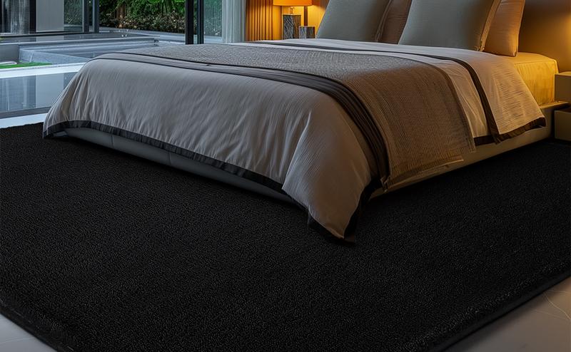 FAMVAL Large Size Plush Rugs Big Fluffy Area Rug Non-slip Soft Shaggy Ultra-comfortable Carpet Mats for Livingroom Bedroom Nursery Home Decor Black Christmas gifts