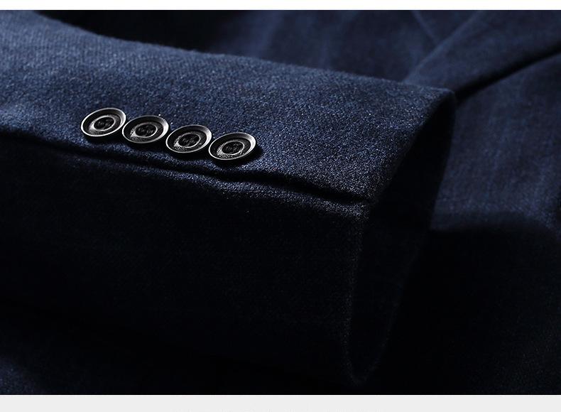 Men's Black Double-Breasted Slim Fit Blazer  Peak Lapel Korean Style Casual Business Suit with Side Vents