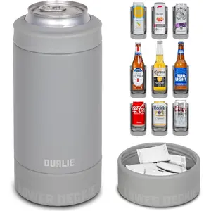 Lower Deckie Insulated 12 oz Can Cooler with Pouch Container Universal Drink Holder with Built-in Pouch Bin Choose Your Color