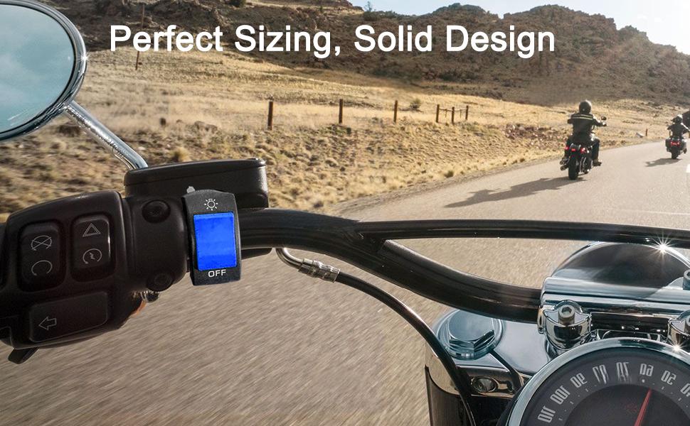 1 Piece Motorcycle Headlight Switch Handlebar Toggle Switch with On Off Push Button for U5 U7 U2 Motorcycles Scooter Electrombile Motorbike-7/8inch 22mm(Blue)