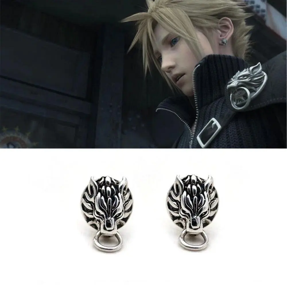 New Simple Street Niche Trend Popular Game Final Fantasy Cloud Strife Wolf Earrings Anime Surrounding Men and Women Gift Jewelry
