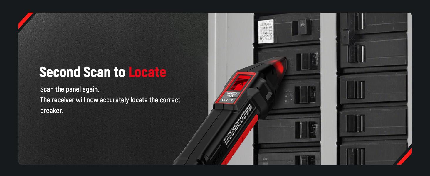 Circuit Breaker Finder with LCD Display, GFCI Outlet Tester, Electrical Circuit Tracer Tool with NCV Test & Flashlight, Includes Carrying Case and Adapters- KT301P